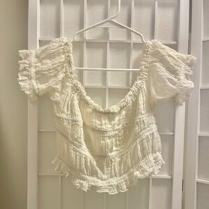 FREE PEOPLE Elegant White Ruffled Women's Top